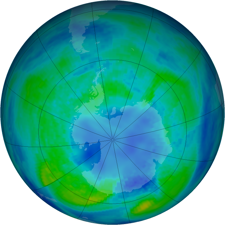 Antarctic ozone map for 13 April 1994
